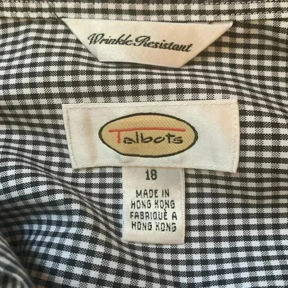 Talbots Black & White  Button Down 100% Cotton Wrinkle Resistant Size 18 - Picture 6 of 8